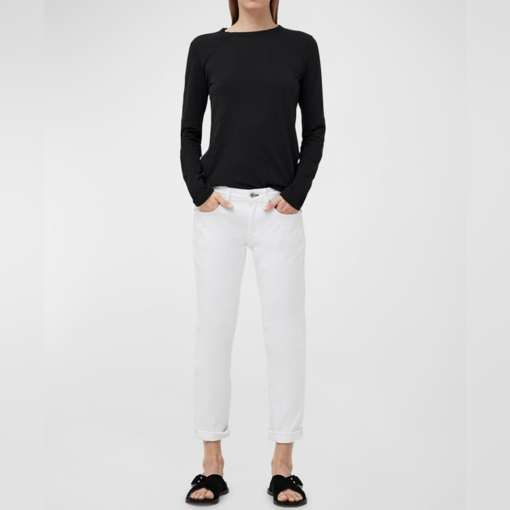 Rag & Bone Dre Low Rise Slim Boyfriend White Jeans In 25